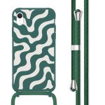 imoshion Silikonhülle design mit Band für das iPhone Xr - Petrol Green Groovy