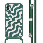 imoshion Silikonhülle design mit Band für das iPhone X / Xs - Petrol Green Groovy