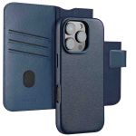 Accezz 2-in-1 Klapphülle aus Leder mit MagSafe für das iPhone 16 Pro - Nightfall Blue