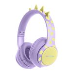 imoshion Kids Dino Bluetooth-Kopfhörer - Kinderkopfhörer mit Dezibelbegrenzer - Drahtloser Kopfhörer + AUX-Kabel - Lavender Lilac / Yellow