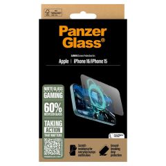 PanzerGlass Gaming Screen Protector Ultra Wide Fit mit Applikator für das iPhone 16