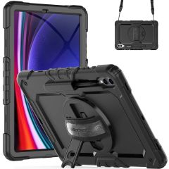 Accezz Robustes Back Cover mit Schultergurt für das Samsung Galaxy Tab S9 Plus 12.4 Zoll - Schwarz