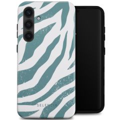 Selencia Vivid Back Cover für das Samsung Galaxy S24 Plus - Colorful Zebra Pine Blue