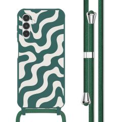 imoshion Silikonhülle design mit Band für das Samsung Galaxy A14 (5G/4G) - Petrol Green Groovy