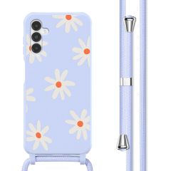 imoshion Silikonhülle design mit Band für das Samsung Galaxy A14 (5G/4G) - Lila Flower Distance