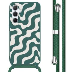 imoshion Silikonhülle design mit Band für das Samsung Galaxy A55 - Petrol Green Groovy