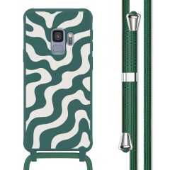 imoshion Silikonhülle design mit Band für das Samsung Galaxy S9 - Petrol Green Groovy