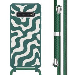 imoshion Silikonhülle design mit Band für das Samsung Galaxy S10 - Petrol Green Groovy