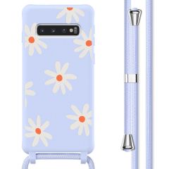 imoshion Silikonhülle design mit Band für das Samsung Galaxy S10 - Lila Flower Distance