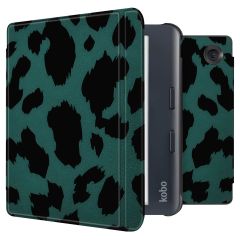 imoshion Design Slim Hard Case Sleepcover mit Stand für das Kobo Libra Colour - Green Leopard