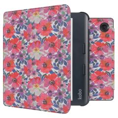 imoshion Design Slim Hard Case Sleepcover mit Stand für das Kobo Libra Colour - Flower Watercolor