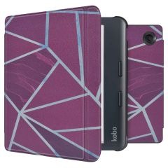 imoshion Design Slim Hard Case Sleepcover mit Stand für das Kobo Libra Colour - Bordeaux Graphic