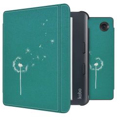 imoshion Design Slim Hard Case Sleepcover mit Stand für das Kobo Libra Colour - Green Dandelion