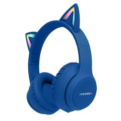 imoshion Kids LED Light Cat Ear Bluetooth-Kopfhörer - Kinderkopfhörer - Kabelloser Kopfhörer + AUX-Kabel - Cobalt Blue