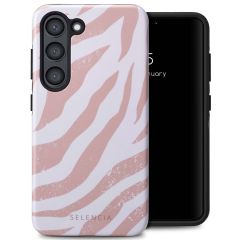 Selencia Vivid Back Cover für das Samsung Galaxy S23 - Colorful Zebra Old Pink