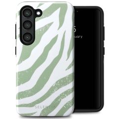 Selencia Vivid Back Cover für das Samsung Galaxy S23 - Colorful Zebra Sage Green