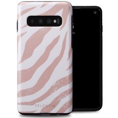 Selencia Vivid Back Cover für das Samsung Galaxy S10 - Colorful Zebra Old Pink