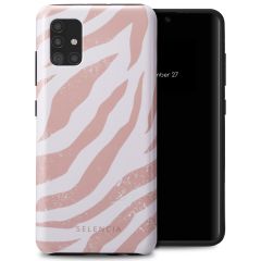 Selencia Vivid Back Cover für das Samsung Galaxy A51 - Colorful Zebra Old Pink