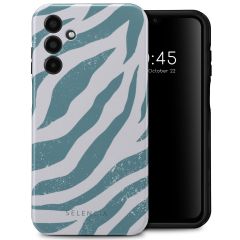 Selencia Vivid Back Cover für das Samsung Galaxy A15 (5G/4G) - Colorful Zebra Pine Blue