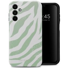 Selencia Vivid Back Cover für das Samsung Galaxy A15 (5G/4G) - Colorful Zebra Sage Green