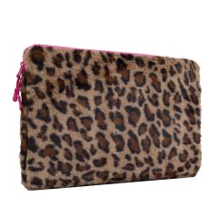 imoshion Fluffy Laptop Hülle 15-16 Zoll - Laptop Sleeve - Leopard Pink