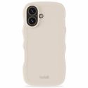 Holdit Wavy Case für das iPhone 16 Plus - Light Beige