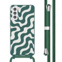 imoshion Silikonhülle design mit Band für das Samsung Galaxy S21 - Petrol Green Groovy