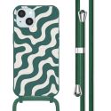 imoshion Silikonhülle design mit Band für das iPhone 15 - Petrol Green Groovy