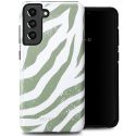 Selencia Vivid Back Cover für das Samsung Galaxy S21 FE - Colorful Zebra Sage Green